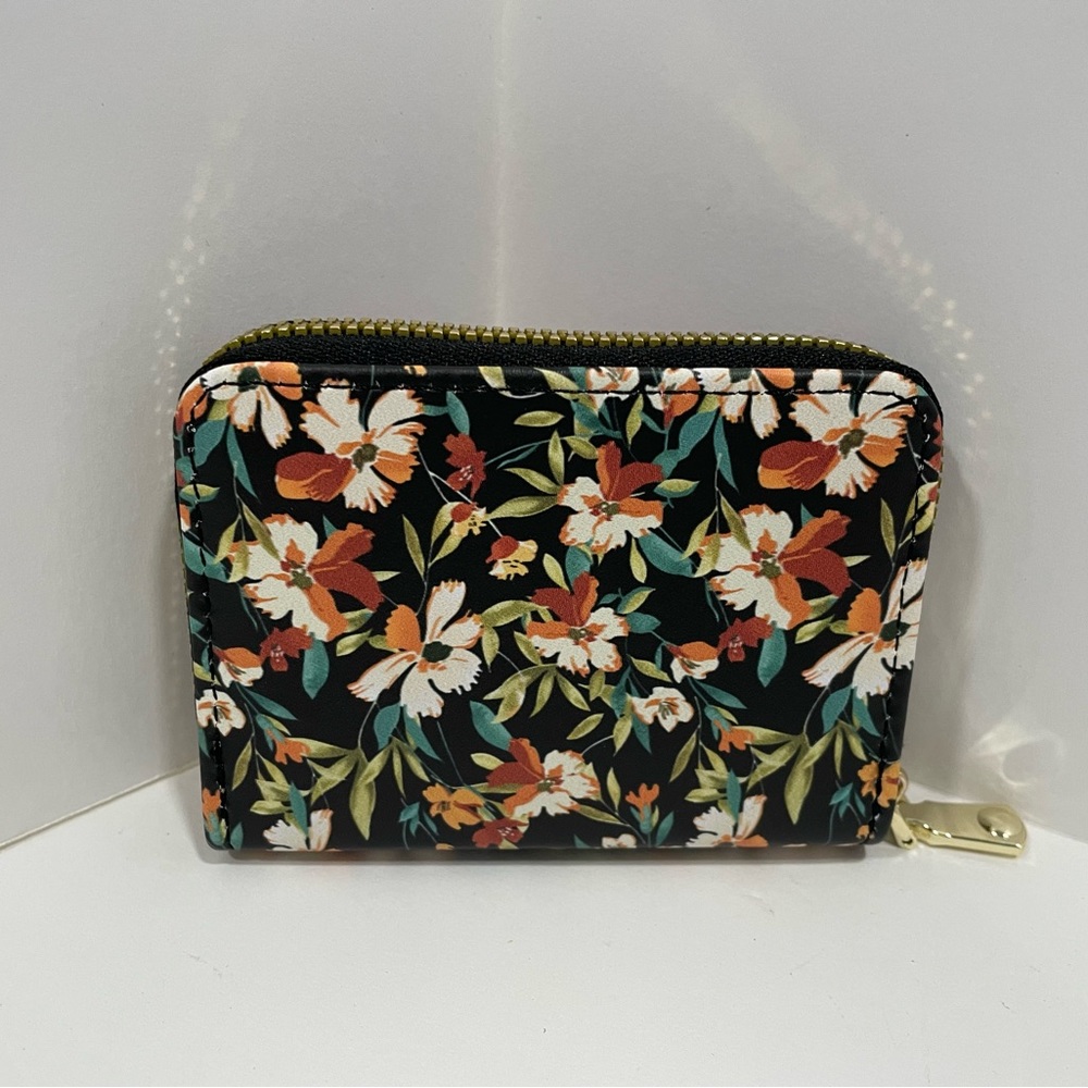 Zip around Wallet Card Holder Floral Flowers Small NEW